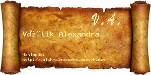 Válik Alexandra névjegykártya